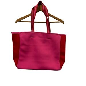 Summersalt Neoprene Tote Bag Pink Red Colorblock Travel Beach Gym NEW